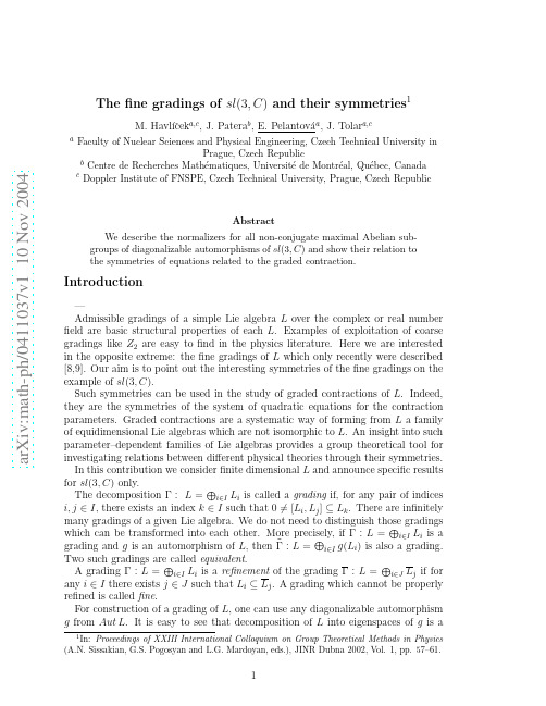 The fine gradings of sl(3,C) and their symmetries