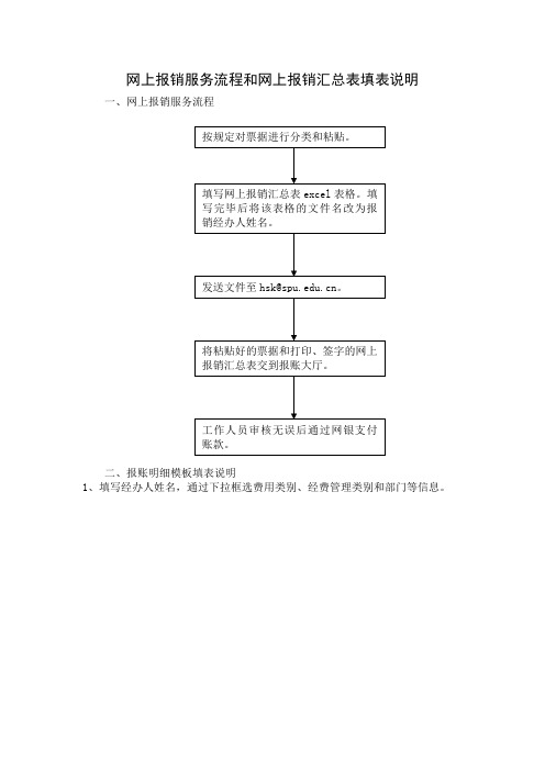 网上报销服务流程和网上报销汇总表填表说明