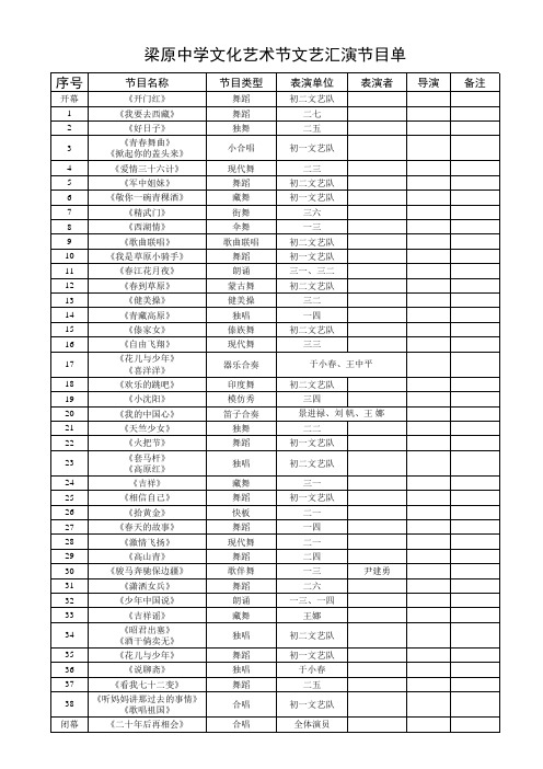 文艺汇演节目单