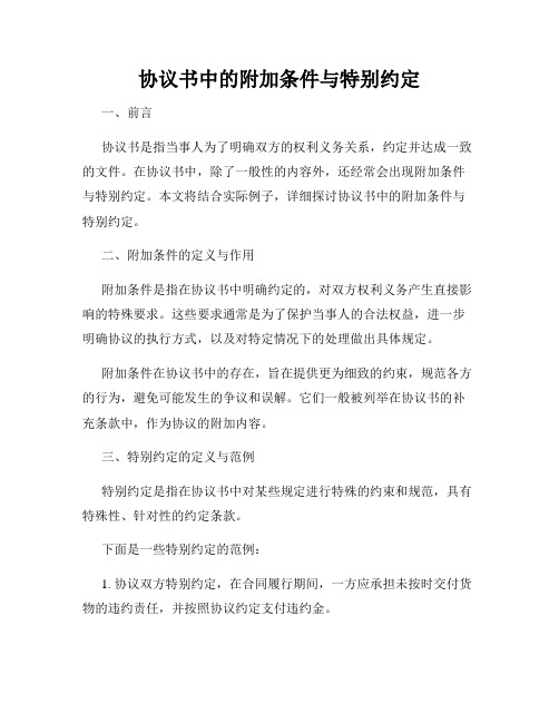 协议书中的附加条件与特别约定