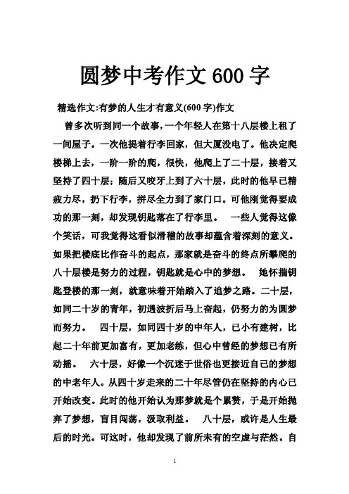 圆梦中考作文600字