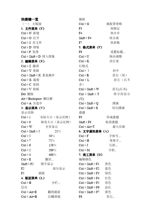 方正飞腾4.1快捷键一览