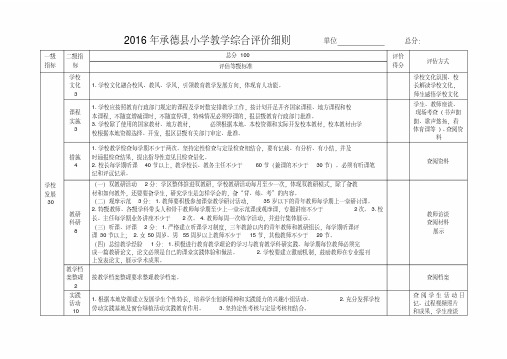 承德县小学教学综合评价