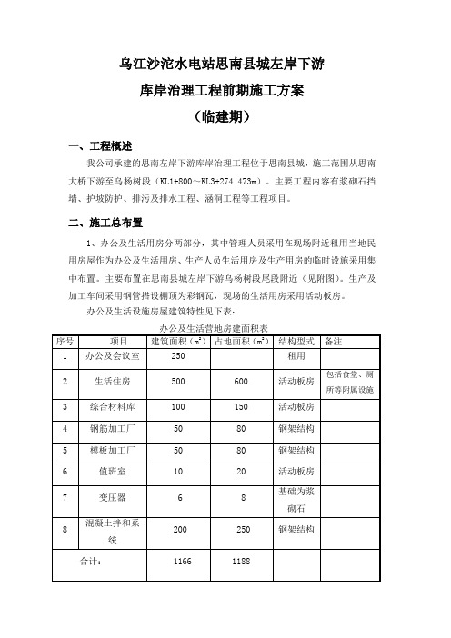 思南左岸下游库岸治理临建期方案