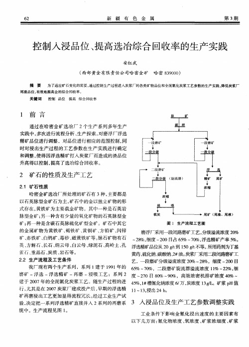 控制人浸品位、提高选冶综合回收率的生产实践