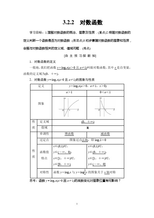 高中数学人教版B必修一  第3章 3.2 3.2.2 对数函数