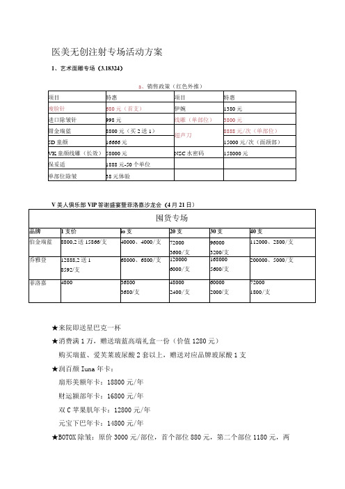 医美无创注射专场活动方案