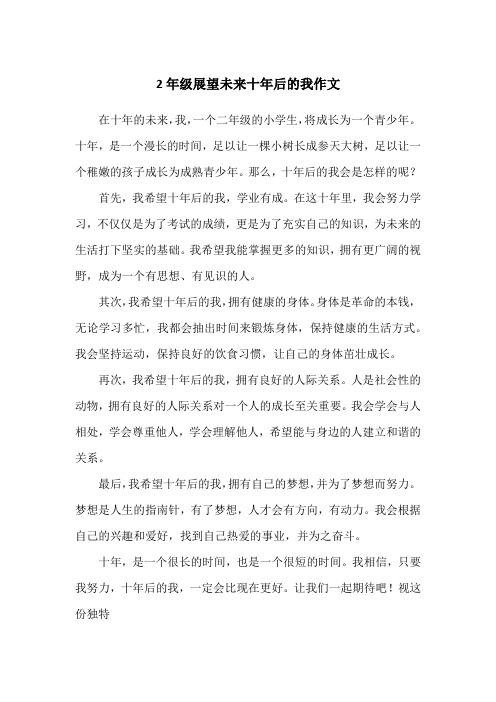 2年级展望未来十年后的我作文