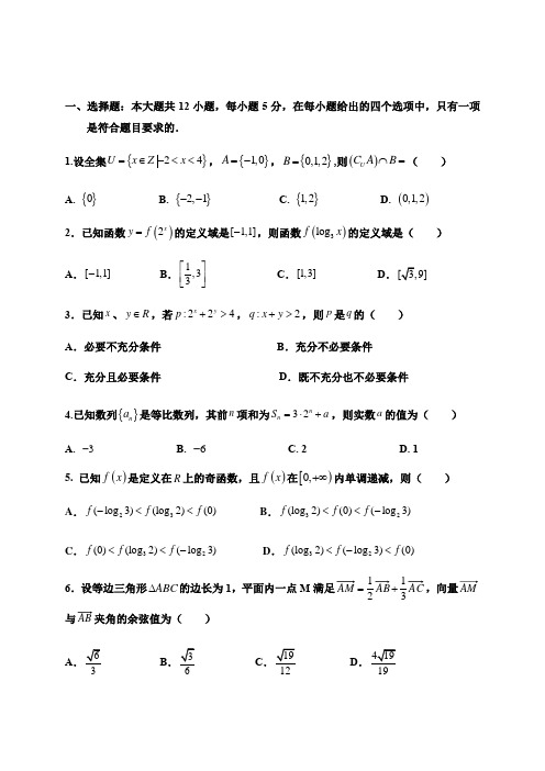 2021届罗山县楠杆高级中学高三上学期第九次周考数学(文)试题及答案