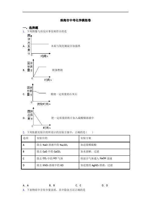 珠海市中考化学模拟卷