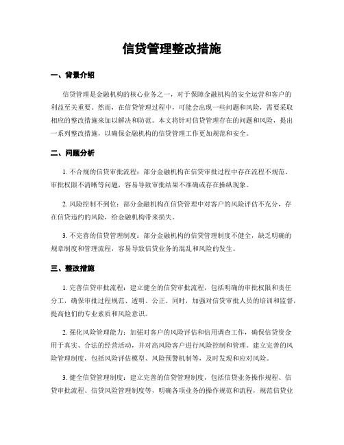 信贷管理整改措施