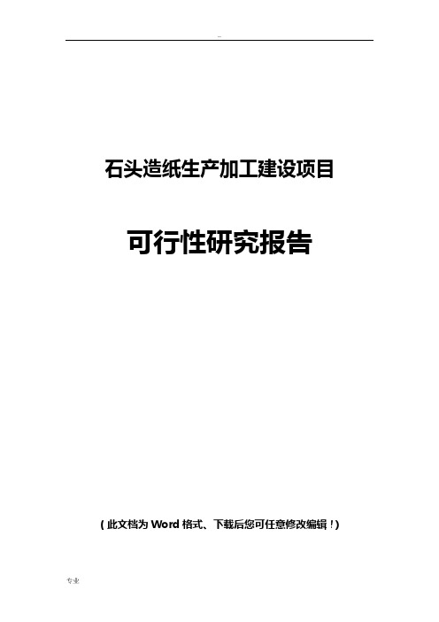 石头造纸生产建设项目可行性研究报告