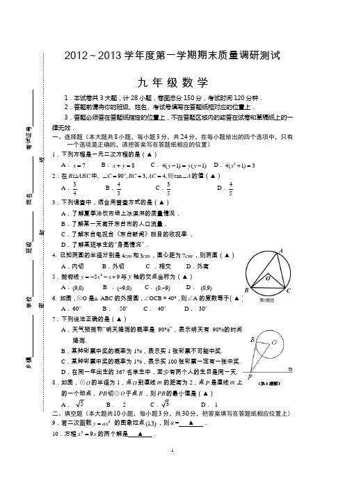 2012-------2013九上期末质量检测