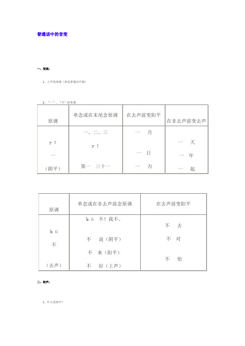 普通话水平测试常考音变