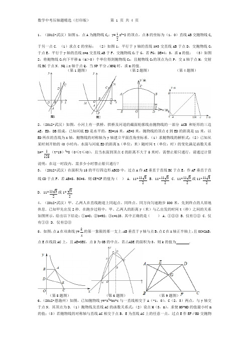 数学中考压轴题精选(打印版)