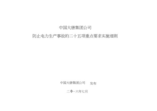 中国大唐集团公司防止电力生产事故的二十五项重点要求实施细则2016版资料