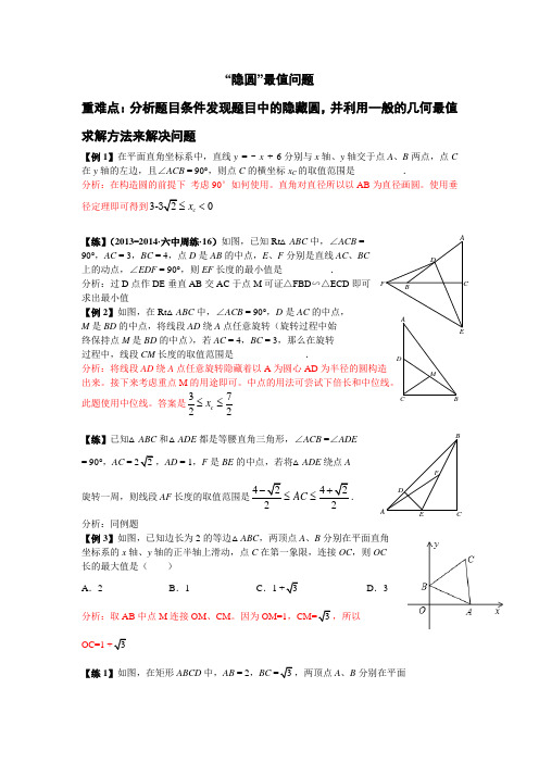 “隐圆”最值问题习题