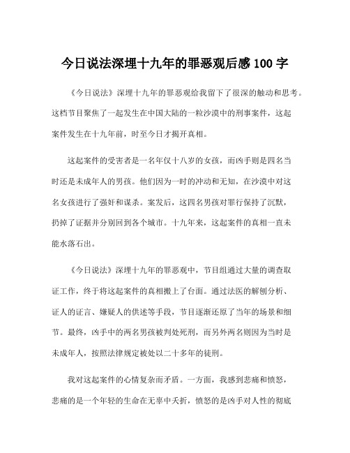 今日说法深埋十九年的罪恶观后感100字