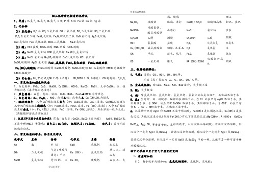 初三化学常见物质的化学式