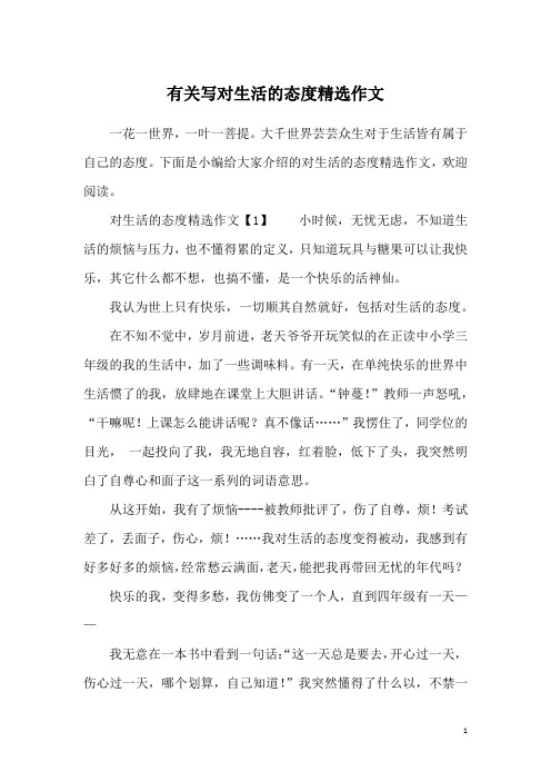 有关写对生活的态度精选作文