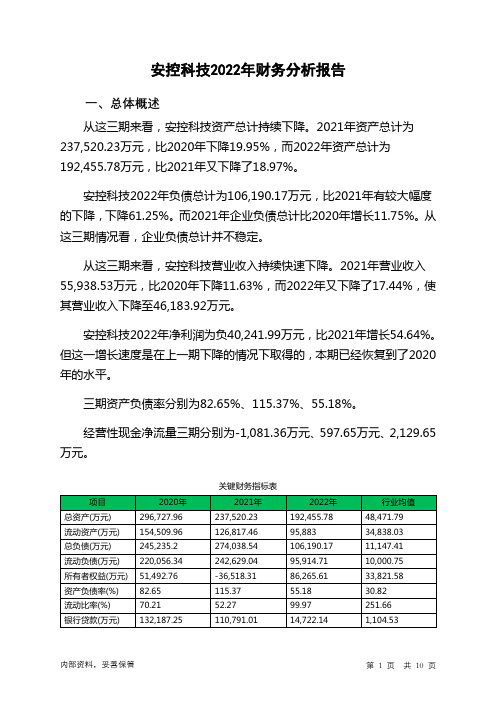 300370安控科技2022年财务分析报告-银行版