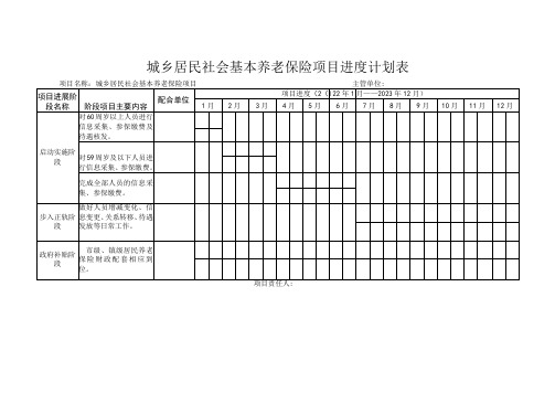 城乡居民社会基本养老保险项目进度计划表