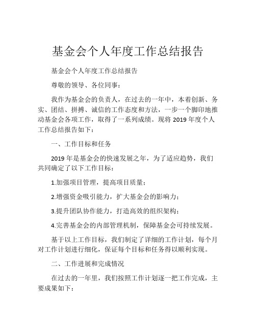 基金会个人年度工作总结报告