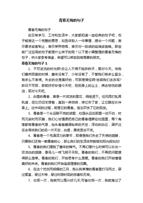 青春无悔的句子