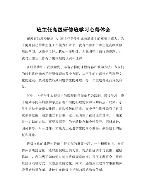 班主任高级研修班学习心得体会