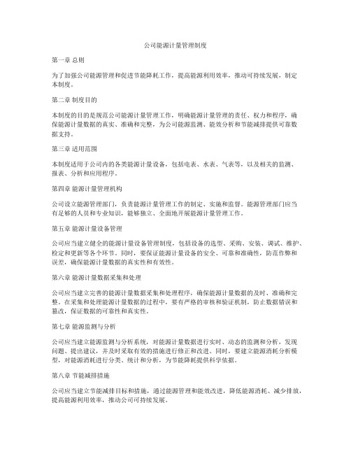 公司能源计量管理制度