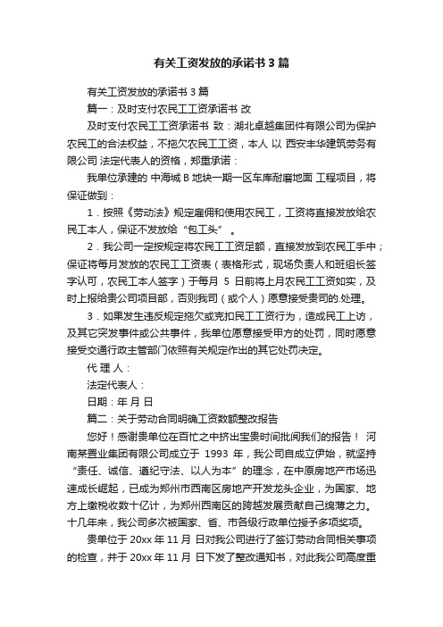 有关工资发放的承诺书3篇