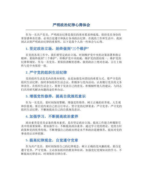 严明政治纪律心得体会