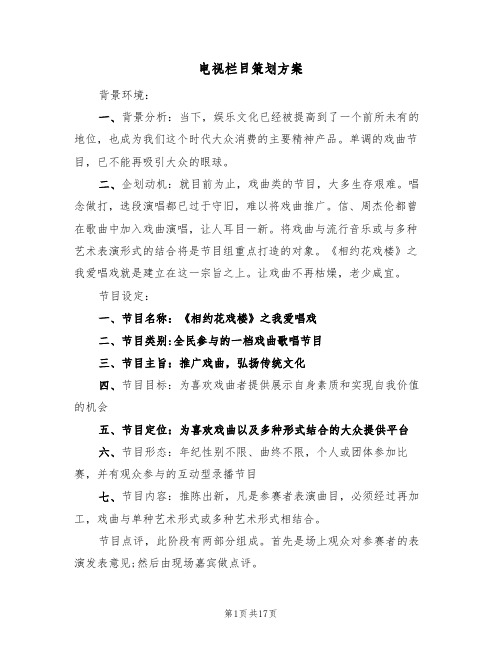 电视栏目策划方案(五篇)