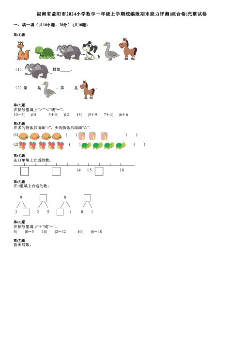 湖南省益阳市2024小学数学一年级上学期统编版期末能力评测(综合卷)完整试卷