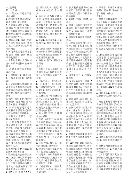 中外政治思想史复习重点(需要结合期末复习指导)