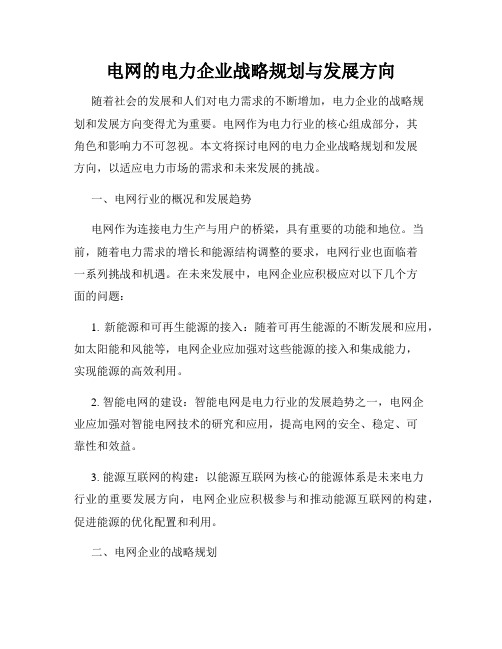 电网的电力企业战略规划与发展方向