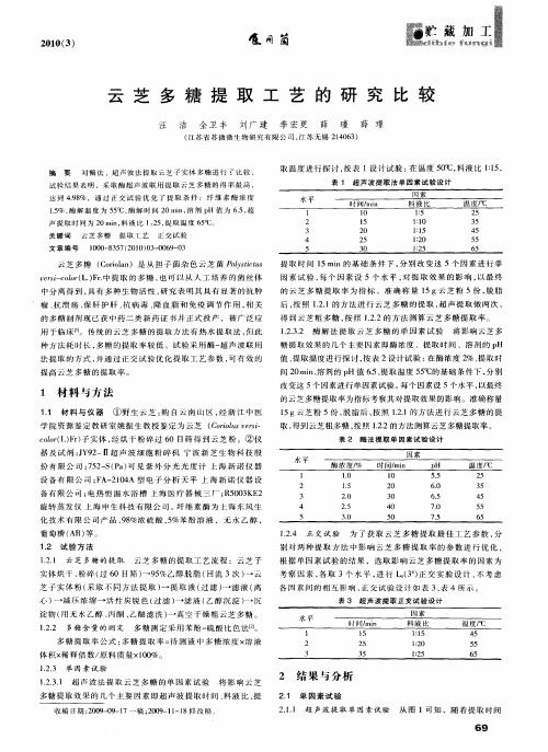 云芝多糖提取工艺的研究比较