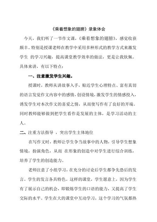 《乘着想象的翅膀》录象体会