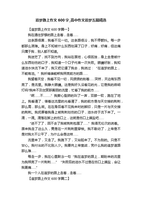 追梦路上作文600字_高中作文追梦五篇精选