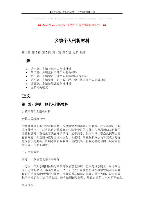 【参考文档】乡镇个人剖析材料-精选word文档 (13页)