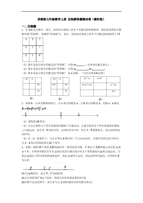 苏教版七年级数学上册 压轴解答题测试卷(解析版)