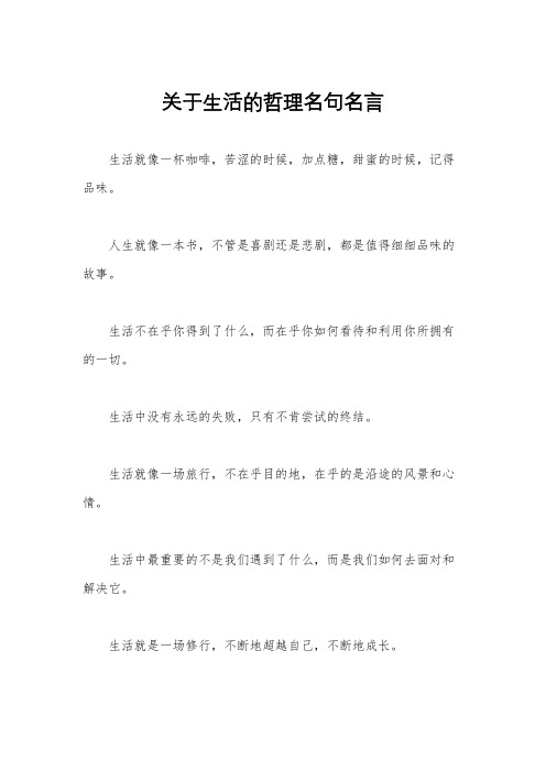 关于生活的哲理名句名言