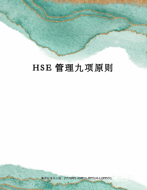 HSE管理九项原则