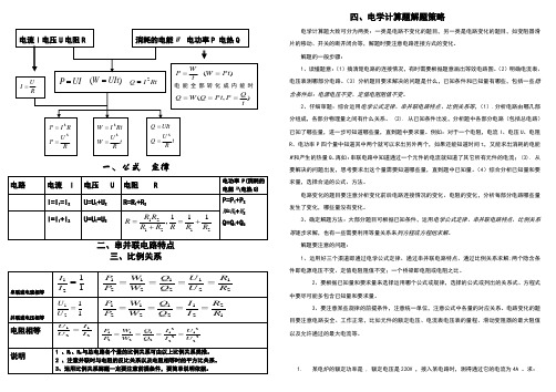 中考电学计算专题及解题规律附详细答案