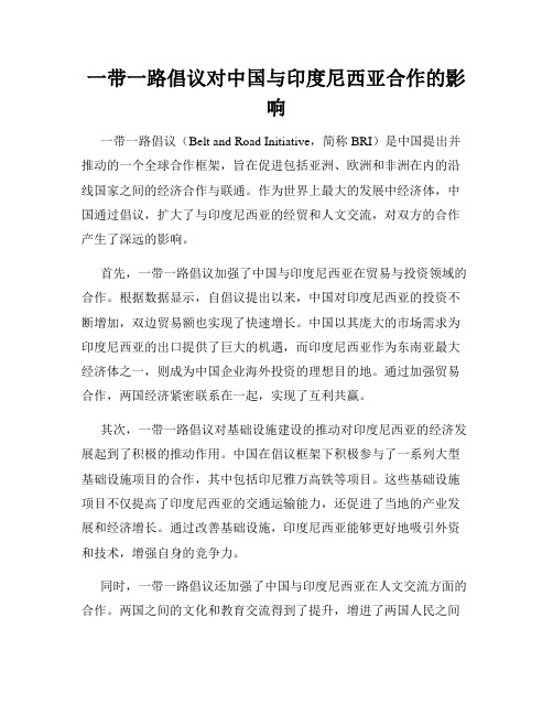 一带一路倡议对中国与印度尼西亚合作的影响