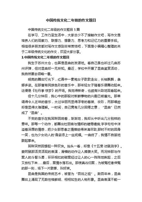 中国传统文化二年级的作文题目5篇