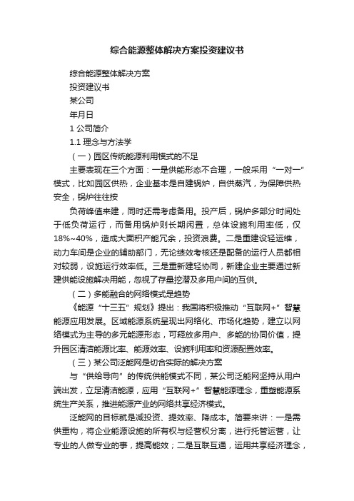 综合能源整体解决方案投资建议书