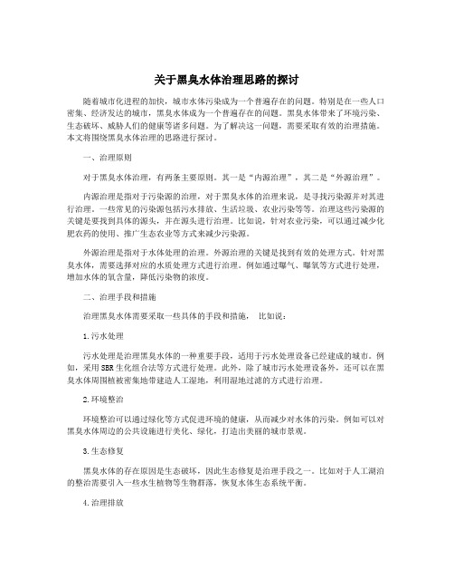 关于黑臭水体治理思路的探讨