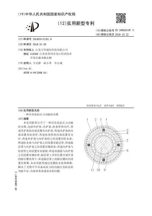 【CN209525497U】一种具有高抗压力功能的光缆【专利】