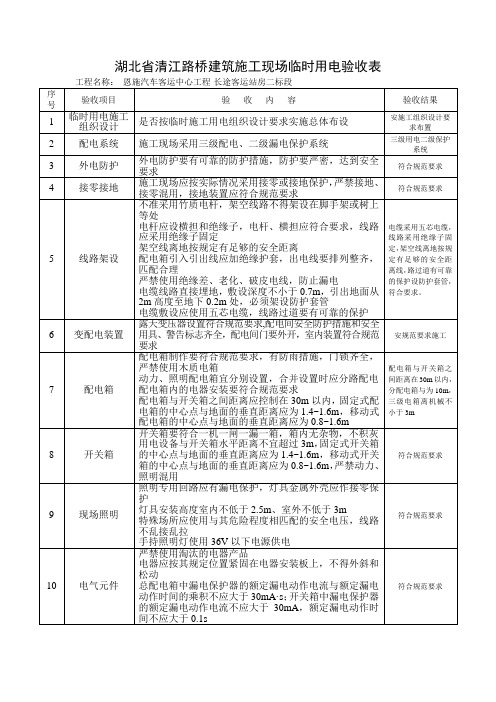 建筑施工现场临时用电验收表8.5.4